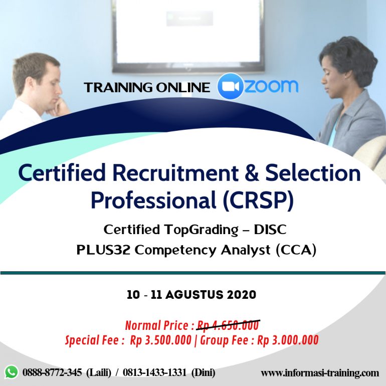 Certified Recruitment & Selection Professional (CRSP) – AVAILABLE ONLINE